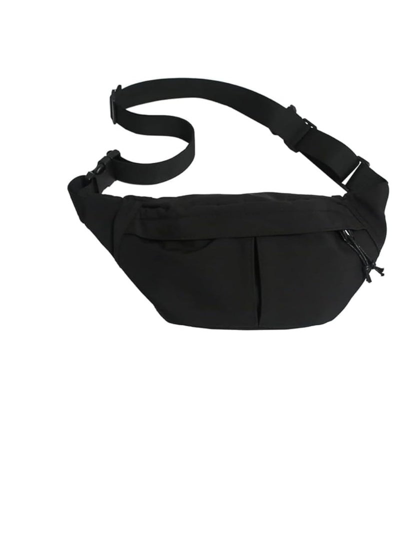 Waterproof waist and crossbody bag for unisex, black color  - Image 4