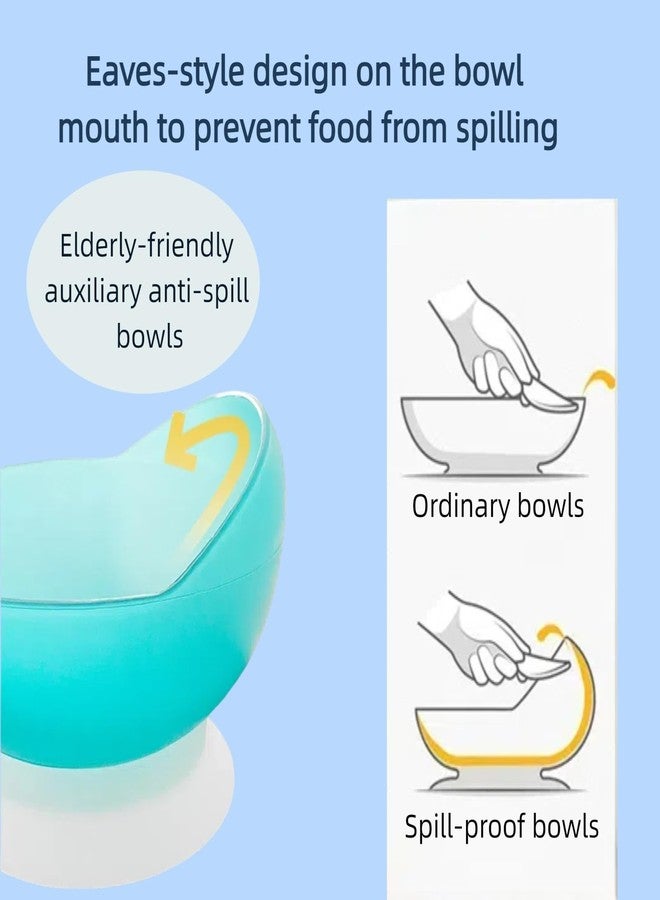 UKYCEORA Bowls with Suction Cup Base,Suction Bowls for Elderly,Adaptive Utensils,Parkinsons Aids for Living,Disability Aids for Daily Living,for Adults Parkinsons,Dementia,Stroke 0r Tremors(Blue) - Image 2