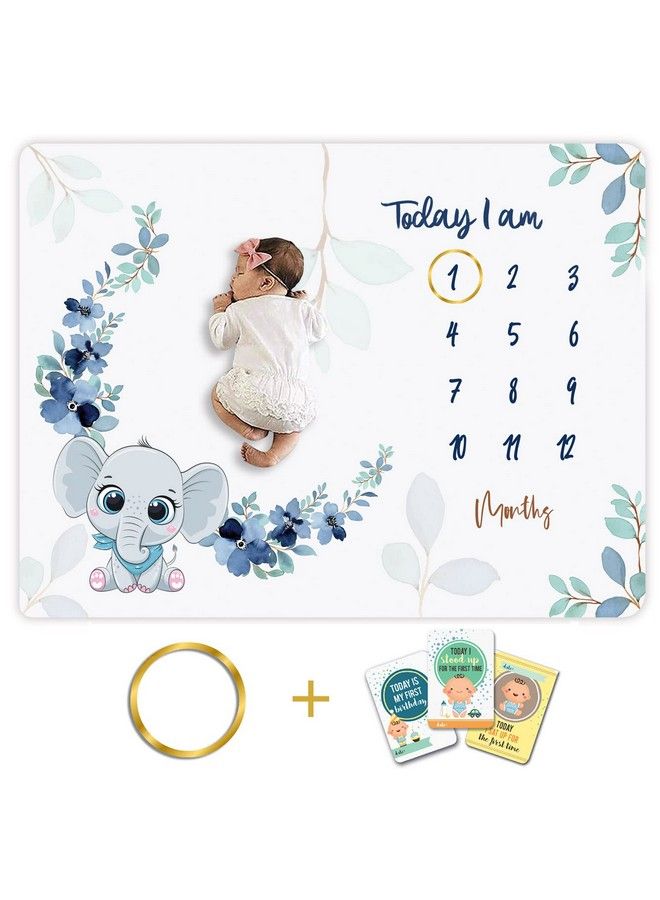 Custom Catch Monthly Milestone Blanket ; 1 To 12 Months ; Best For Newborn Boy & Girl Multicolor Cotton Skin Friendly - Image 1