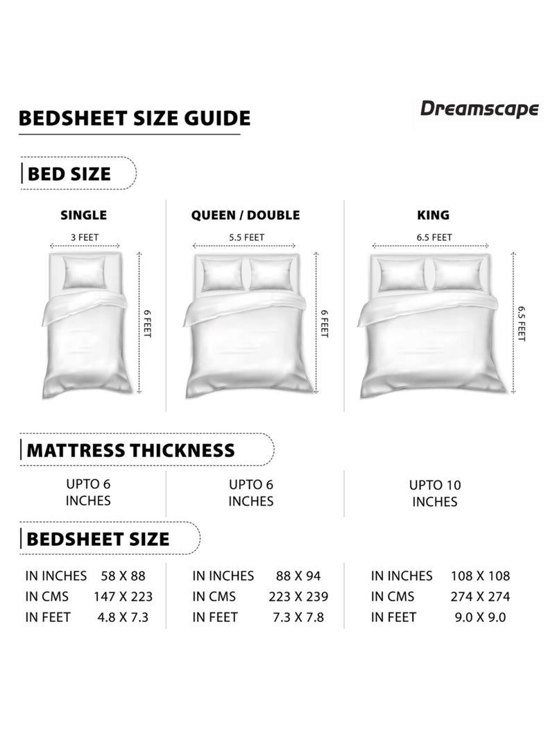Dreamscape 100% Cotton King Bedsheet with 2 Pillow Covers - (Size 108 x 108 inches, 140 TC, Colour - Blue) - Image 4