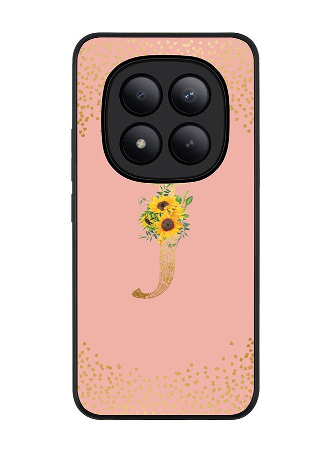 For Xiaomi Redmi Note 15 Pro+ / Poco M8 Pro Case,Slim fit Camera Protection, Shockproof Thin Phone cover  - Custom Floral Monogram - J  (Rose Pink )