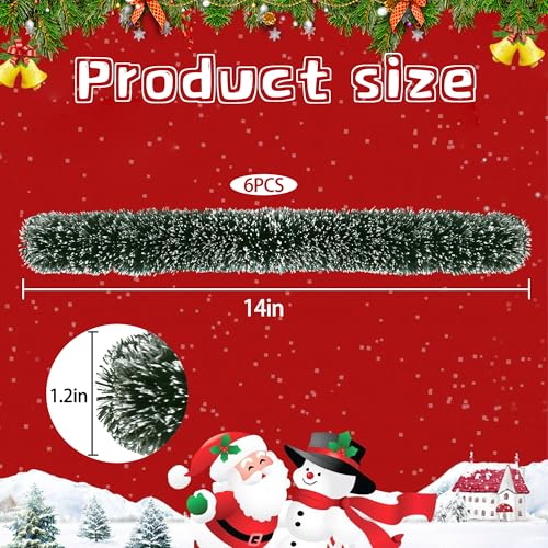 Watayo 6 Pcs Christmas Village Hedges 14 Extra Length Flexible Sisal Hedge Winter Micro Landscape Xmas Village Decor Accessories for DIY Snow Scenes Craft Display Table Decoration - Image 3