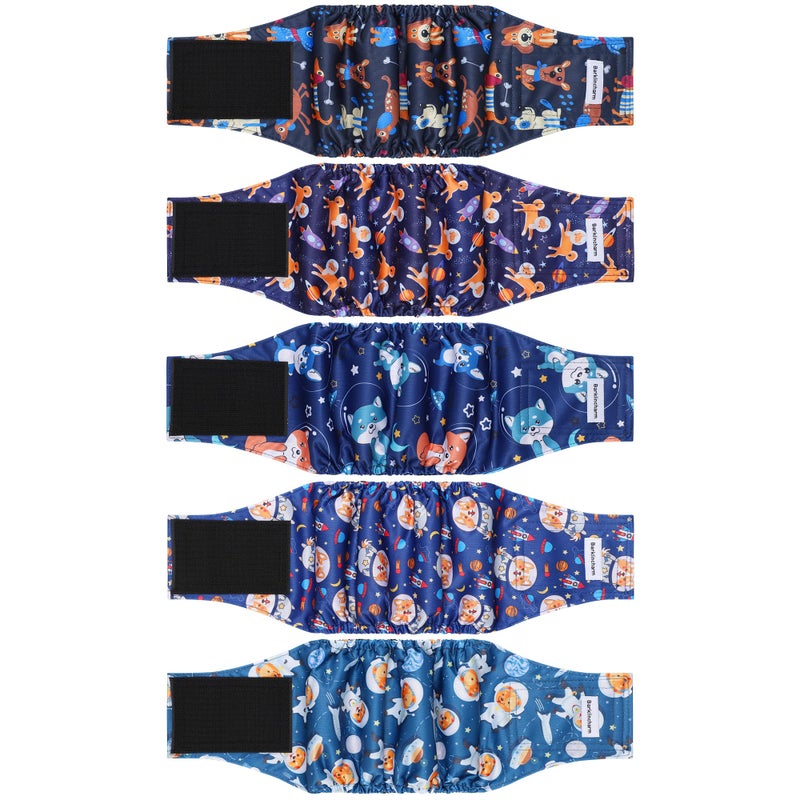 Barklincharm 5 Pack Dog Diapers Male, High Absorbing Dog Wraps, Belly Bands for Male Dogs with Incontinence or Frequent Urination, Washable Doggie Diapers L - Image 1