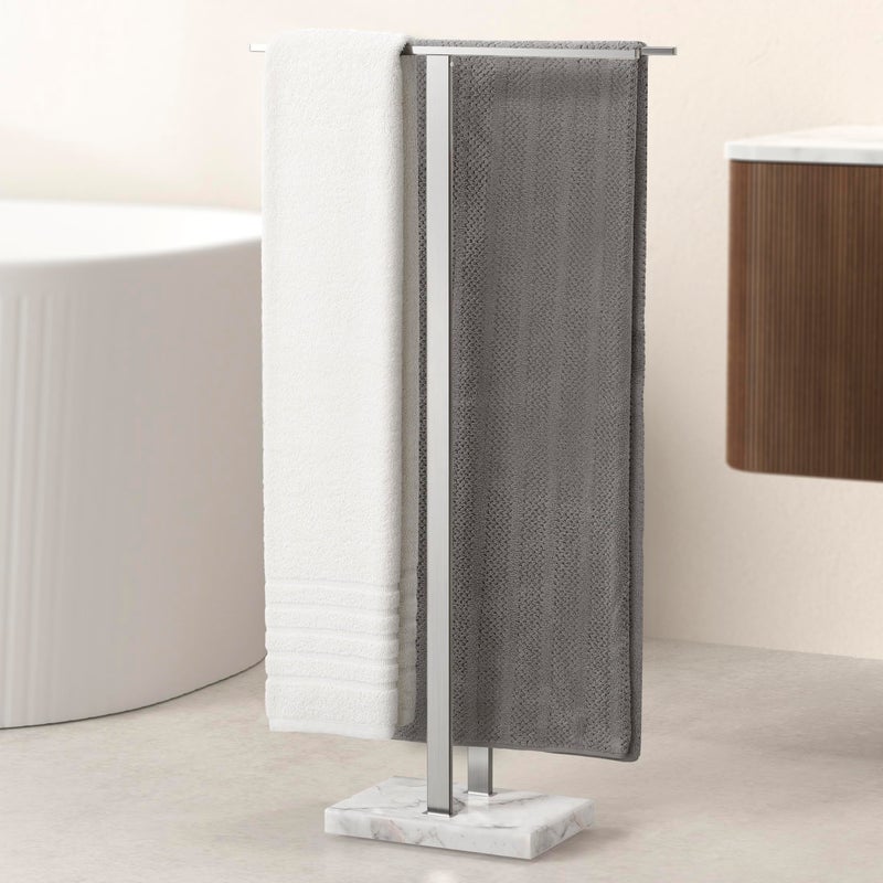 KES Standing Towel Rack Taller Version 37 H Equal Height Bathroom Towel Rack Stand with Marble Base Free Standing Towel Holder Stand SUS304 Stainless Steel Brushed Finish BTH2292