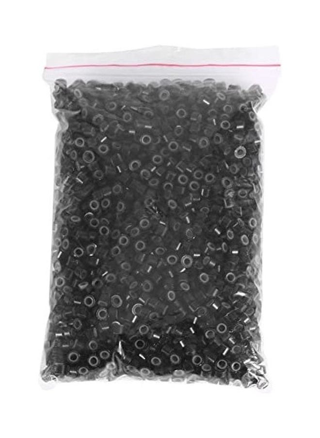NIBEMINENT - 200/500/1000/2000PCS 4MM Silicone Lined Hair Extension Link Rings Beads Loops Tools 12 Types((200pcs)) Black 21inch - Image 1