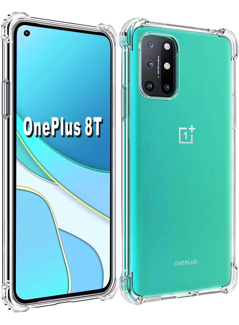 Theodor OnePlus 8T Clear Case, Shock-Absorption TPU Cell Phone Cover with Reinforced Corners, Soft Flexible & Crystal Clear Protective Bumper Case - Image 1