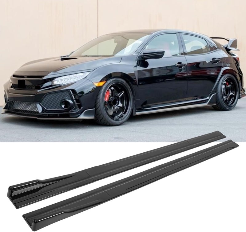 DEERMOTO Universal Car Side Skirts 8PCS 86.6inch Black Extension Splitter Lip Body Kit - Image 1