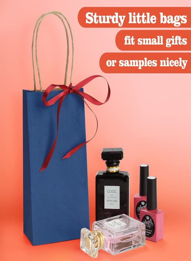 BagDream 50 Pack 3.5x2.4x6.7 Inches Small Kraft Paper Gift Bags with Handles Bulk Mini Party Favor Bags Candy Bags Recyclable Tiny Navy Blue Paper Bag for Samples - Image 4