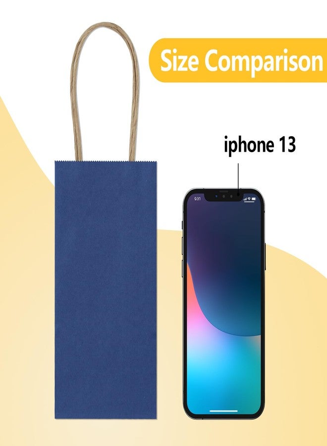 BagDream 50 Pack 3.5x2.4x6.7 Inches Small Kraft Paper Gift Bags with Handles Bulk Mini Party Favor Bags Candy Bags Recyclable Tiny Navy Blue Paper Bag for Samples - Image 3
