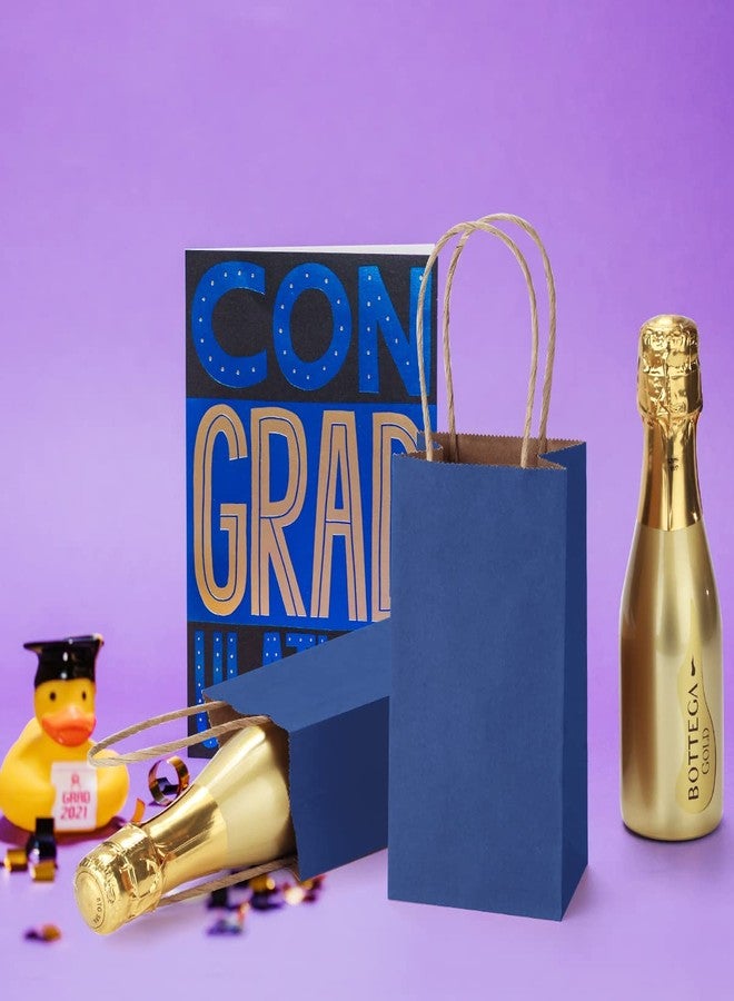 BagDream 50 Pack 3.5x2.4x6.7 Inches Small Kraft Paper Gift Bags with Handles Bulk Mini Party Favor Bags Candy Bags Recyclable Tiny Navy Blue Paper Bag for Samples - Image 5