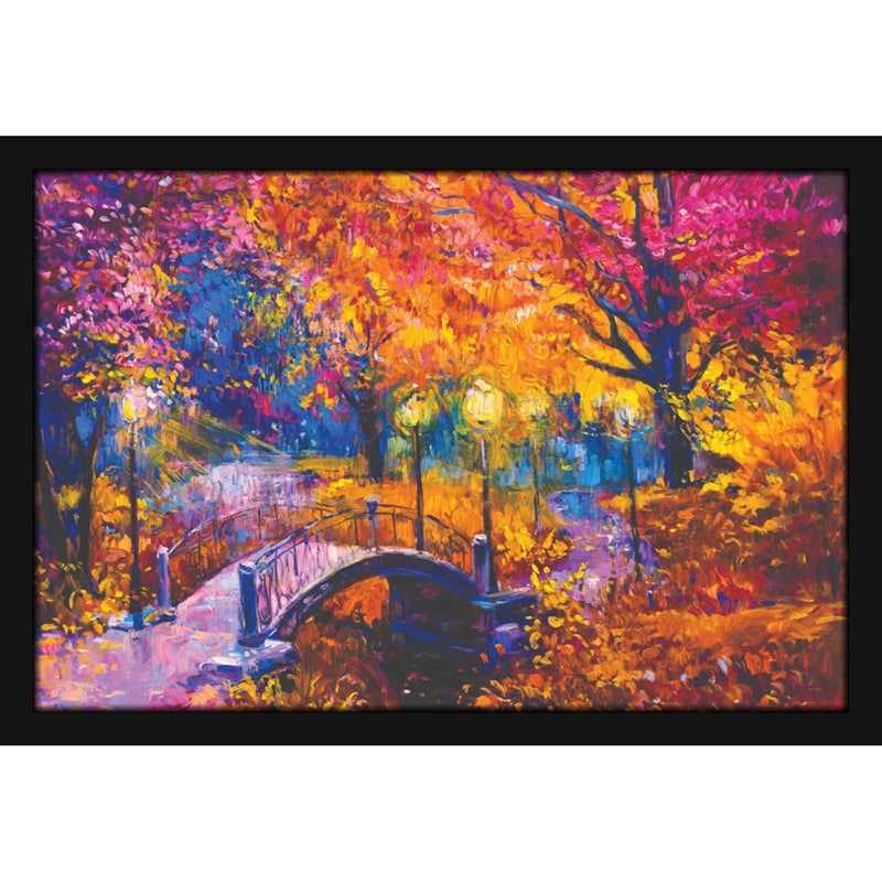 Mad Masters Bridge Scenery Painting Aesthetic Hanging Photo Frame Decorative Item Home Decoration and Wall Decor for Living Room and Bedroom MM 1483 8x12 Inch Paper Without Plexi Glass - Image 1