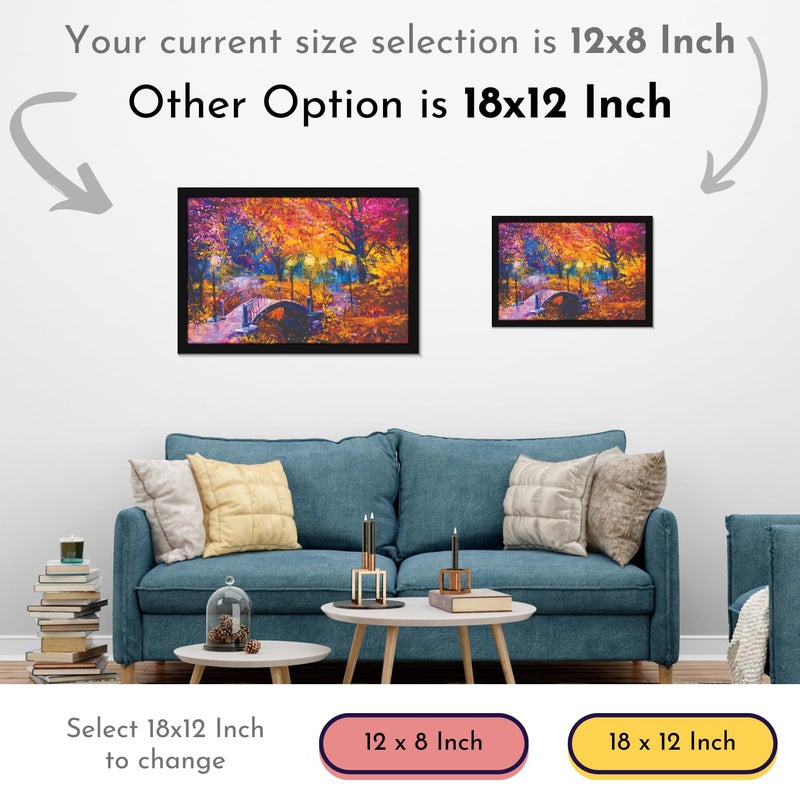 Mad Masters Bridge Scenery Painting Aesthetic Hanging Photo Frame Decorative Item Home Decoration and Wall Decor for Living Room and Bedroom MM 1483 8x12 Inch Paper Without Plexi Glass - Image 4
