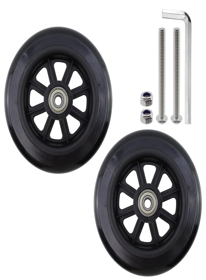 Risbay 5 Inch Rubber Front Replacement Wheels, 2 Pcs Anti-Slip Rollator Walker Replacement Wheels Accessories with Screws wheelchair Front Wheel for Rollators, Wheelchairs, Walkers (Black) - Image 1