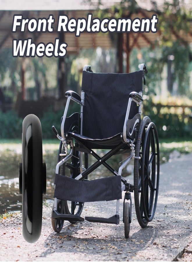 Risbay 5 Inch Rubber Front Replacement Wheels, 2 Pcs Anti-Slip Rollator Walker Replacement Wheels Accessories with Screws wheelchair Front Wheel for Rollators, Wheelchairs, Walkers (Black) - Image 5