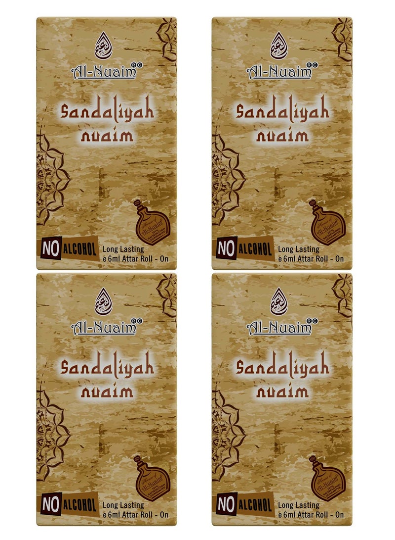 أل نواعم عطر رول اون من مجموعة النعيم الذهبية للرجال والنساء - عبوة من 4 قطع (6 مل لكل منها) | عطر خالٍ من الكحول | عطر جذاب - Image 1