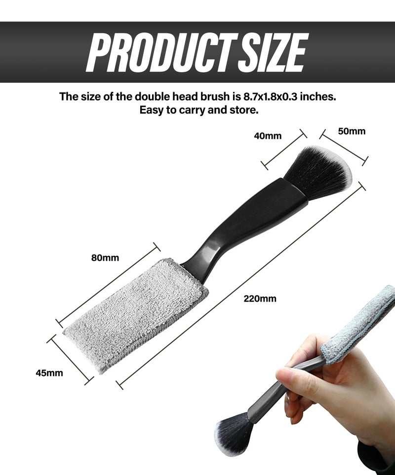 Reswish Universal 2 in 1 Duster for Car Clean,Car Bursh Tool,Double Head Brush,Auto Interior Detailing Brush,Soft Car Interior Detailing Brush Dust Brush (Black) - Image 2