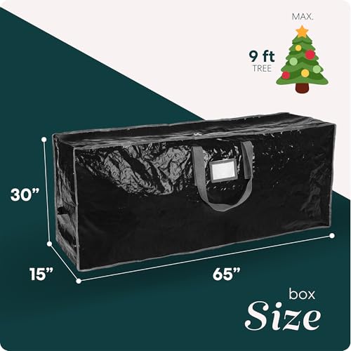 Handy Laundry Christmas Tree Storage Bag - Stores 9 Foot Artificial Xmas Holiday Tree, Durable Waterproof Material, Zippered Bag, Carry Handles - Protects Against Dust, Insects and Moisture (Black) - Image 4