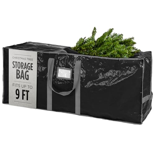 Handy Laundry Christmas Tree Storage Bag - Stores 9 Foot Artificial Xmas Holiday Tree, Durable Waterproof Material, Zippered Bag, Carry Handles - Protects Against Dust, Insects and Moisture (Black) - Image 1
