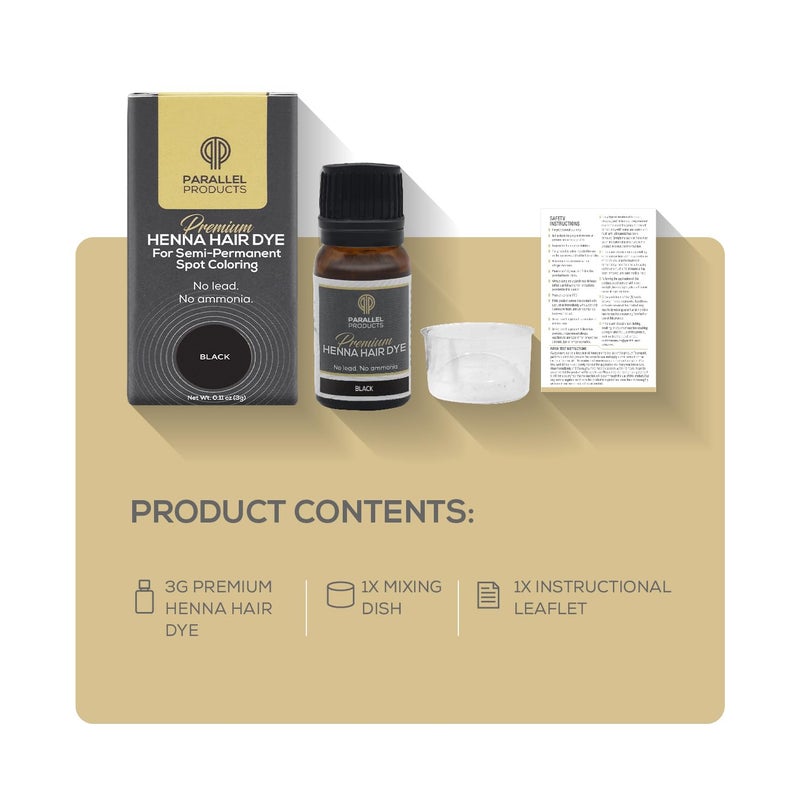 Parallel Products Spot Color Henna Kit - Henna Hair Dye - 3 grams - Tint for Professional Spot Coloring - With Mixing Dish - Covers Grey Hair - Root Touch Up (Black) - Image 2
