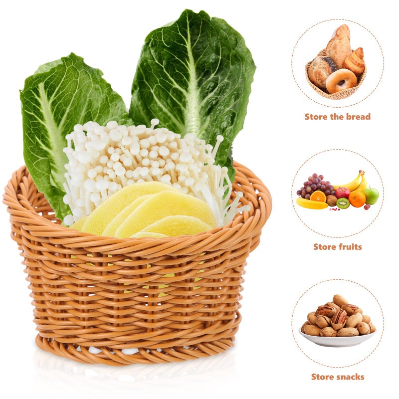 Hand Woven Rattan Vegetable Serving Basket Small Round Kitchen Organizer for Hot Pot - Image 4