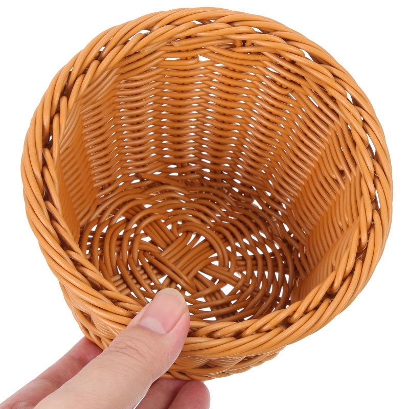 Hand Woven Rattan Vegetable Serving Basket Small Round Kitchen Organizer for Hot Pot - Image 5