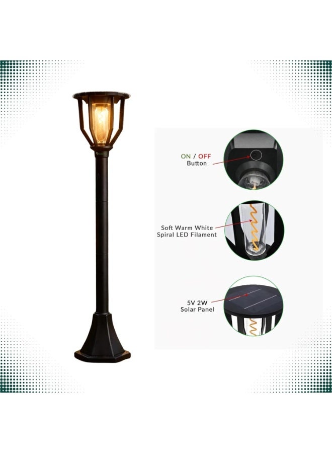 Sun Power 80cm Solar LED Decorative Garden Light - Automatic Dusk-to-Dawn Warm White Illumination - IP65 Waterproof Outdoor Pathway Light for Villas, Gardens, Walkways and Fence Areas - Black - Image 2