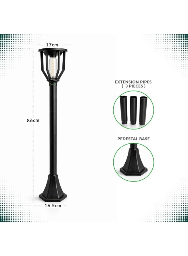 Sun Power 80cm Solar LED Decorative Garden Light - Automatic Dusk-to-Dawn Warm White Illumination - IP65 Waterproof Outdoor Pathway Light for Villas, Gardens, Walkways and Fence Areas - Black - Image 3