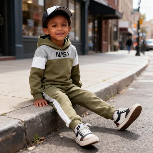 OLMRJKD 2-6T Toddler Baby Boy Clothes Long Sleeve Hooded Pullover Colorblock Sweatshirt + Pants 2pcs Fall Winter Outfit Set(4-5T) - Image 2