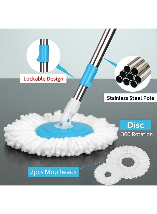 FUMES Spin mop and bucket set with 2 extra microfiber heads and 360 degree rotating handle for floor cleaning - Image 4