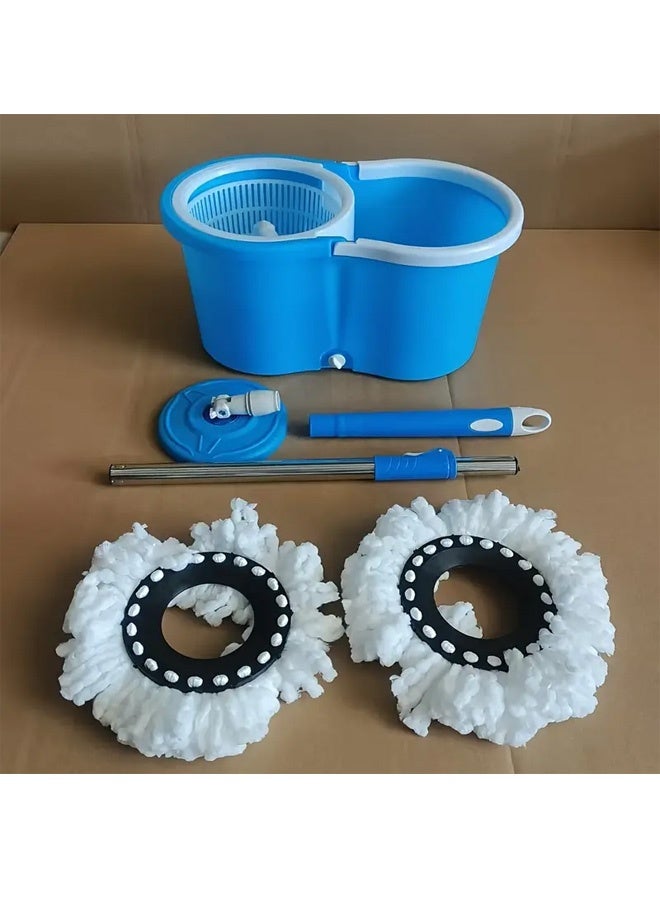 FUMES Spin mop and bucket set with 2 extra microfiber heads and 360 degree rotating handle for floor cleaning - Image 2