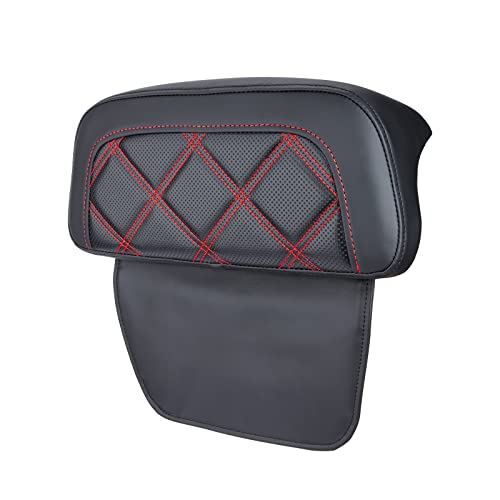 FIASRAC Razor Chopped Backrest Pad Trunk Backrest Pad Rear Tour Pack Backrest Pad Compatible with Harley 20142023 Touring Street Glide Electra Glide Road Glide CVO Red Stitching A - Image 3
