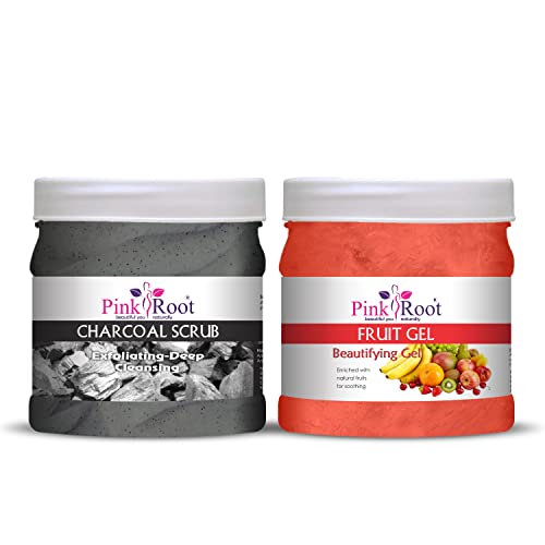 Pink Root Charcoal Scrub 500gm with Fruit Gel 500gm - Image 1