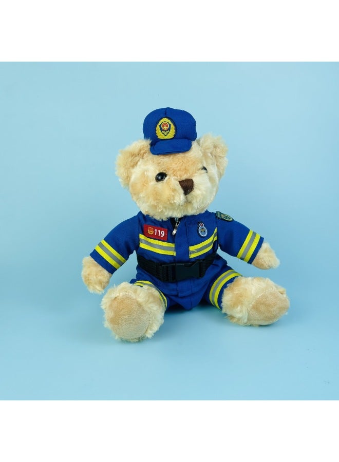 Traffic Police Bear Doll Iron Riding Bear Police Uniform Bear Riding Reflective Clothing Traffic Bear Net Red Police Bear