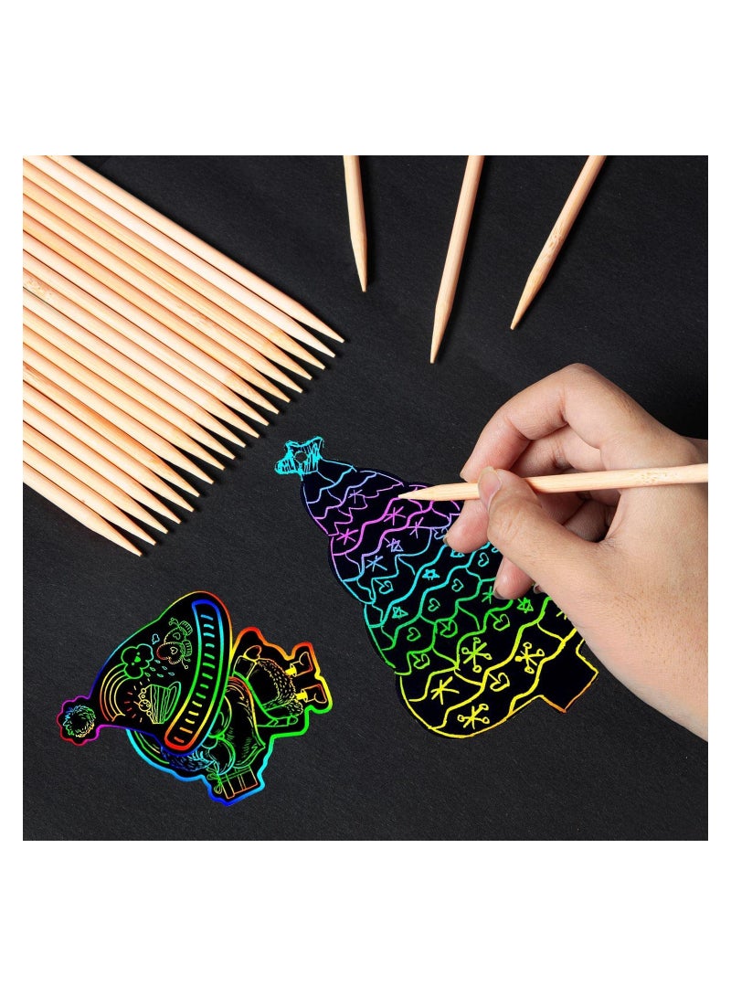SOLARAE Wooden Stylus for Scratch Art, 150 PCS Wooden Stylus, Scratch Art Sticks, Scratch Art Stylus, Heavy Duty Wood Stylus Tools for Scratch Art - Image 2