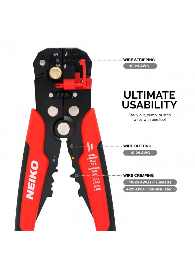 Neiko - NEIKO 01924A 3-in-1 Automatic Wire Stripper, Cutter, and Crimping Tool, Auto Self-Adjusting Pliers that Cut up to 10 AWG - Image 1