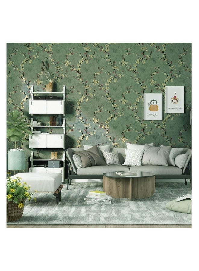 ورق حائط زهور قابل للإزالة بلصق ذاتي، ورق شجرة زهور حديث، ورق حائط أخضر مزخرف، غلاف جداري، فيلم فينيل لسطح العمل (3م * 0.53م) - Image 4