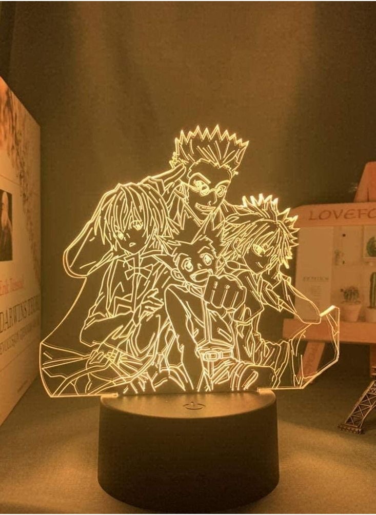 althiqahkey - Multicolour Anime lamp Hunter X Hunter Killua LED Light for Kids Bedroom Decor Hxh Group LED Night Light Anime Gift Acrylic 3D Lamp Anime 16 Color Remote Control - Image 1
