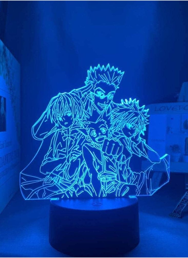 althiqahkey - Multicolour Anime lamp Hunter X Hunter Killua LED Light for Kids Bedroom Decor Hxh Group LED Night Light Anime Gift Acrylic 3D Lamp Anime 16 Color Remote Control - Image 1