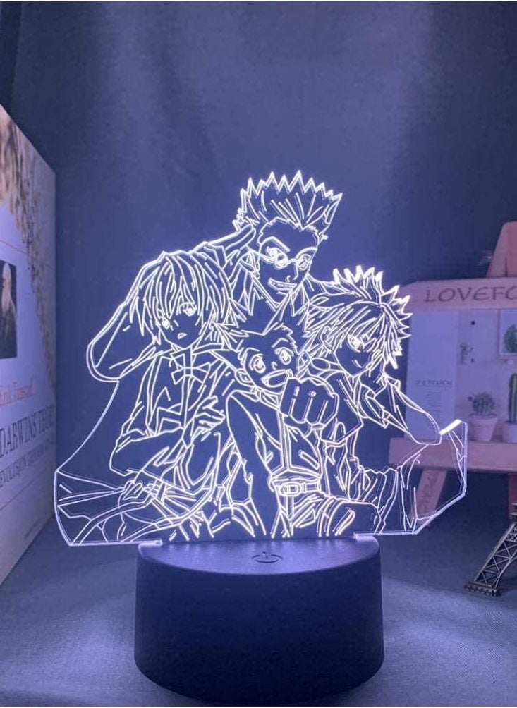 althiqahkey - Multicolour Anime lamp Hunter X Hunter Killua LED Light for Kids Bedroom Decor Hxh Group LED Night Light Anime Gift Acrylic 3D Lamp Anime 16 Color Remote Control - Image 1