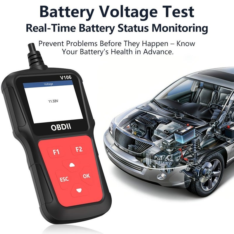 Automotive Diagnostic OBD Scanner Code Reader Data Stream IM Readiness Detection Black V106 Universal Engine Diagnostic Code Eraser - Image 2
