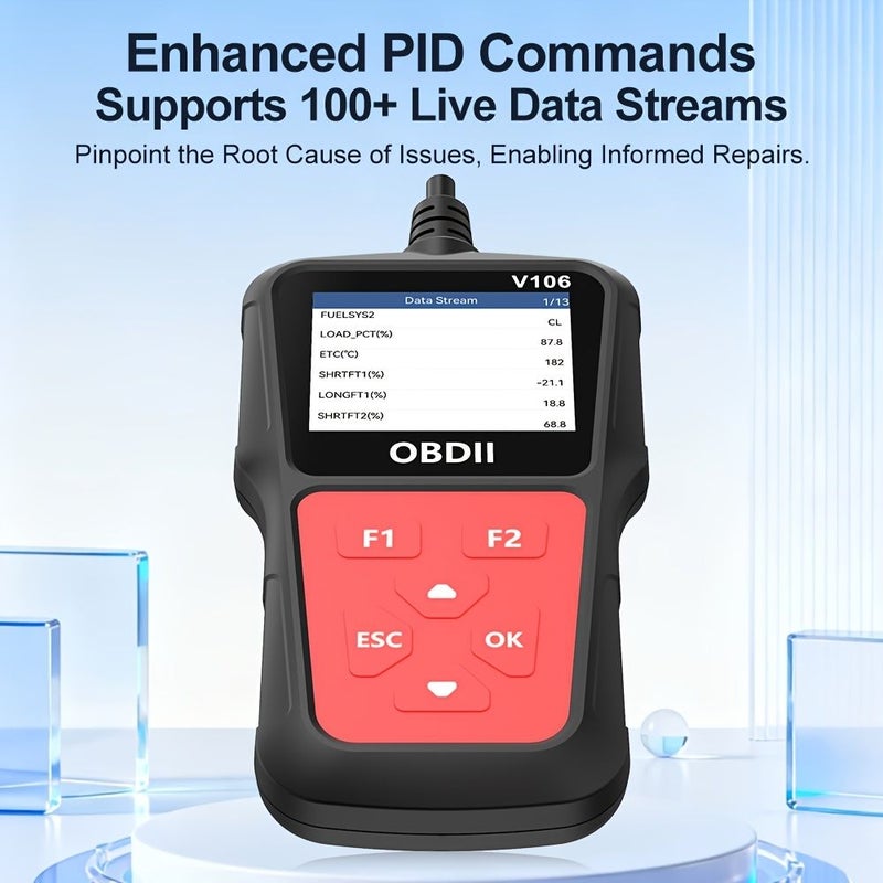 Automotive Diagnostic OBD Scanner Code Reader Data Stream IM Readiness Detection Black V106 Universal Engine Diagnostic Code Eraser - Image 3
