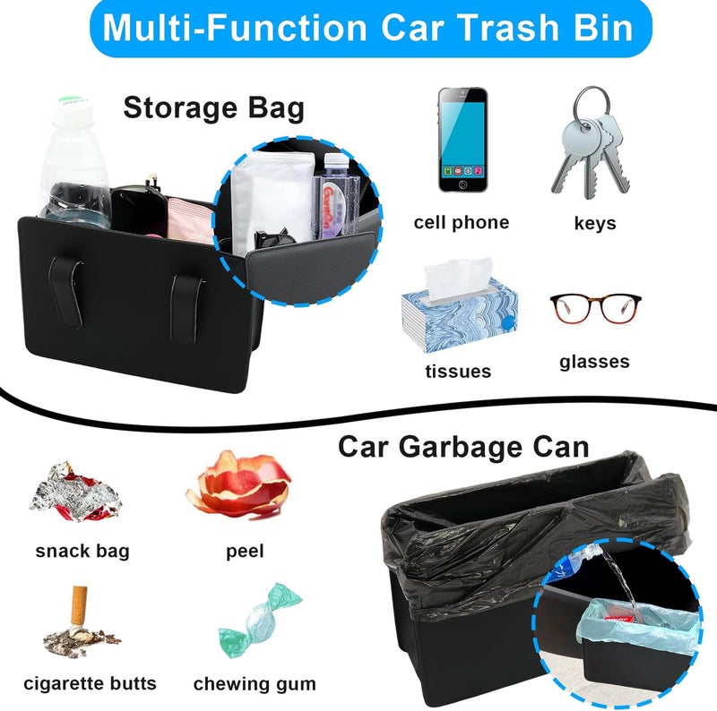 Norhogo Foldable Car Organiser Bin - Multipurpose Car Rubbish Bin with Hooks - Image 3
