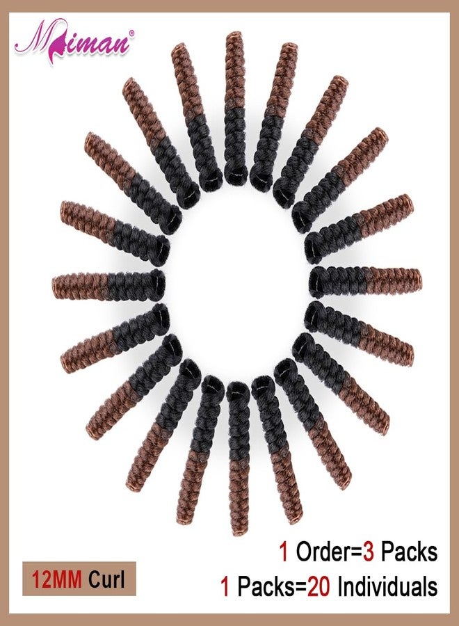 MIMAN 3 Packs 20 Inch Short Crochet Hair Braids for Black Women 12MM Spiral Curls Crochet Braided Synthetic Crochet Hair Extensions for Women DIY Mohawk Afro Braided Hairstyle (Black to Brown #1B/30) - Image 5