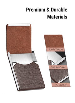 Fazza Deluxe Executive Business Card Holder - Premium Leather & Stainless Steel Case for Men & Women, Slim Design with Magnetic Closure, Holds up to 25 Business Cards, Cigarette Case (Dark Coffee)  - Image 5