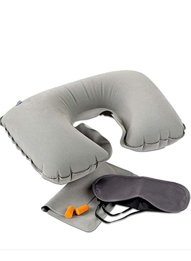 3-in-1 Travel Sleeping Pillow Set with Eye Mask and Earplugs - Air - Multicolor - Image 1