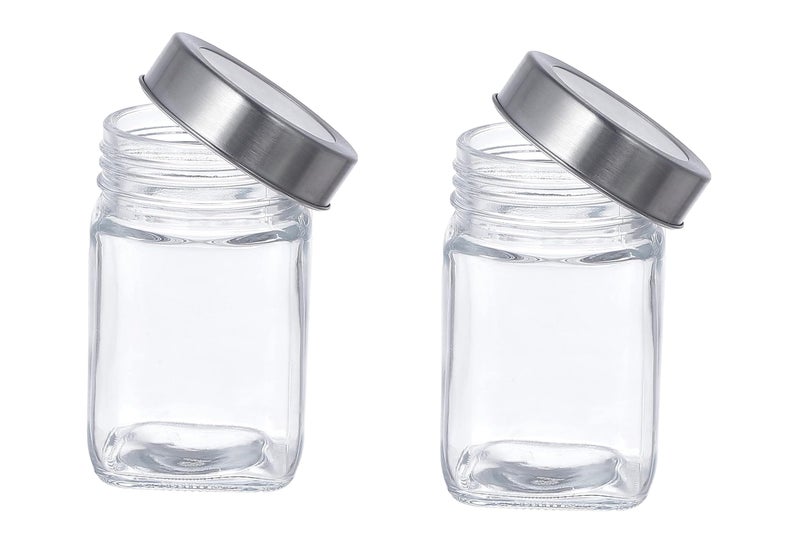 CROCO JAR Square Glass Storage Containers 310ml | Transparent Airtight Kitchen Jars with Steel Lid | Cubical Glass Jars for Pantry, Snacks, Dry Fruits, Masala, Pickle & Coffee Beans | Pack of 4 - Image 2
