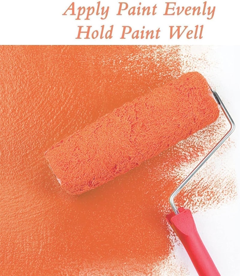 KingOrigin King Origin 9 Inch Paint Roller Covers, 3/8 Nap High Dense Rollers for Smooth & Textured Walls - 6 Pack, Washable & Reusable Paint Roller Kit - Image 3