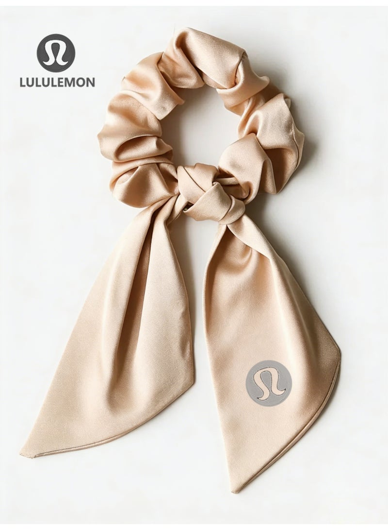 Lululemon Women’s Beige Satin Scarf-Tie Scrunchie - Image 1