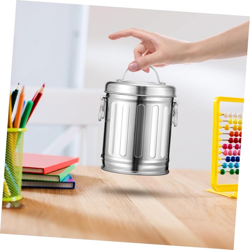 Vintage Galvanized Iron Ashtray with Lid Large Capacity Retro Bucket for Indoor Outdoor Use - Image 4