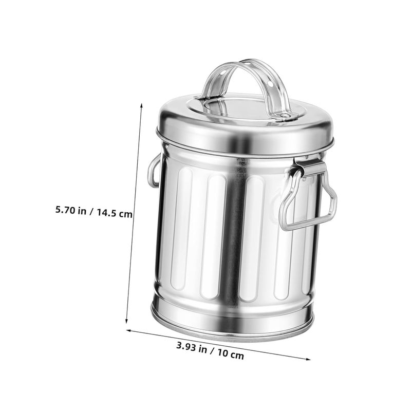 Vintage Galvanized Iron Ashtray with Lid Large Capacity Retro Bucket for Indoor Outdoor Use - Image 2